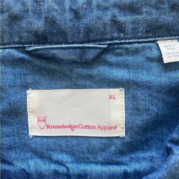 Knowledge Cotton Apparel Organic Chambray Denim Button Rocket or Popcorn Shirt - Picture 5 of 13